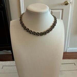 Loft Vintage Smoky Grey Rhinestone Gold Tone Statement Necklace